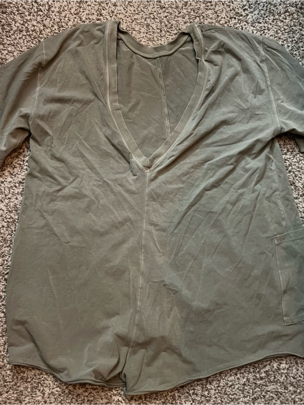 Free People Olive V-Neck Short-Sleeve Jumpsuit